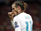 Dvougólový stelec Realu Madrid Gareth Bale slaví branku ve finále Ligy mistr...