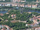 Vyehrad, vzadu nádraí Praha-Smíchov