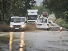 Pívalový dé zpsobil zaplavení a neprjezdnost Kotovic u Stodu.