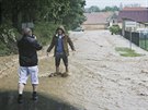 Pívalový dé zpsobil zaplavení a neprjezdnost Kotovic u Stodu.