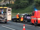 Hromadná nehoda tí a pti aut uzavela dálnici D1 na 16. kilometru u Vechrom...