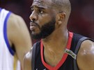 Chris Paul z Houstonu s neastným výrazem bhem zápasu s Golden State,