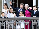 Dánská královna Margrethe II., korunní princ Frederik, korunní princezna Mary a...