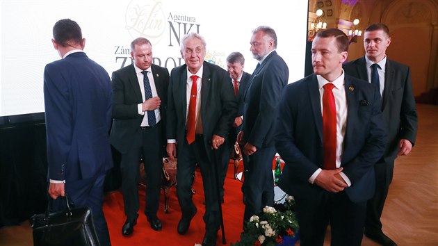 Prezident Miloš Zeman po vystoupení na Žofínském fóru (23. 5. 2018)