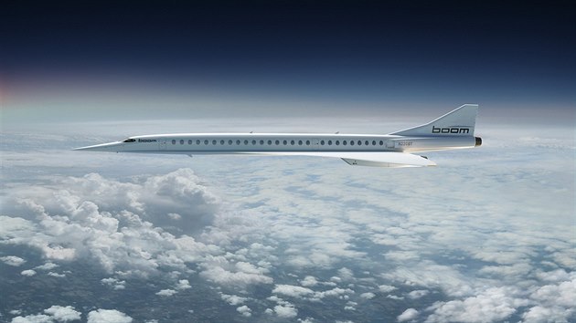 Vizualizace nadzvukového letounu společnosti Boom Technology, ve kterém by mělo být místo pro 55 pasažérů.