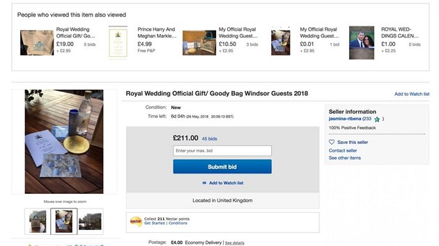 Lid na eBayi prodvaj drkov tatiky ze svatby prince Harryho a Meghan Markle (20. kvtna 2018).