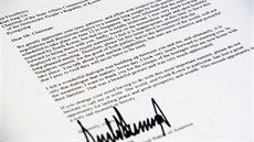Trumpův dopis Kim Čong-unovi, kterým americký prezident oznámil zrušení...