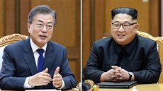 Lídi obou korejských stát Mun e-in (vlevo) a Kim ong-un pi spoleném...