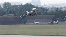 Cviení tygích letek NATO v polské Poznani. Letoun Eurofighter Typhoon XII...