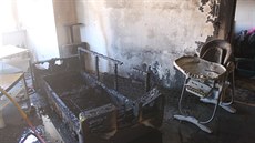 Ohe� zachvátil byt ve �tvrtém pat�e ve Strakonicích. (21. kv�tna 2018)