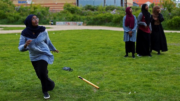 Potomci imigrant ze Somlska hraj baseball v kodask tvrti Mjolnerparken. (30. dubna 2018)
