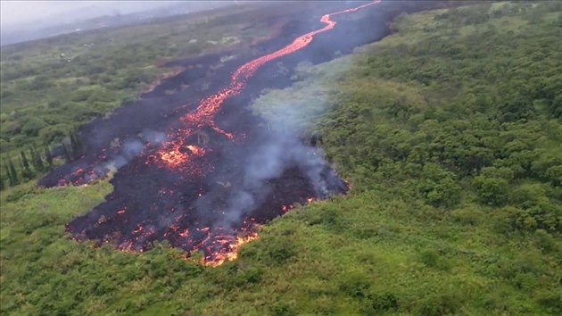 Havajsk sopka Kilauea stle nepolevuje v aktivit