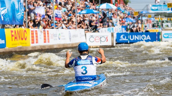 Jiří Prskavec dojel na mistrovství Evropy ve vodním slalomu v Praze pro bronz.