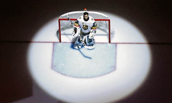 Marc-André Fleury v brán Vegas Golden Knights bhem finále Stanley Cupu 2018.