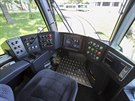 Kabina řidiče nové ostravské tramvaje od firmy Stadler (1. června 2018)
