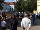 V eských Budjovicích se demonstranti seli okolo páté hodiny u Kulturního...