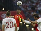 Lukas Piszczek (vlevo) z Polska sleduje souboj svého krajana Grzegorze...