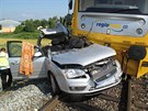 Na elezninm pejezdu v Chrstu u Plzn se  srazil vlak s osobnm vozidlem....