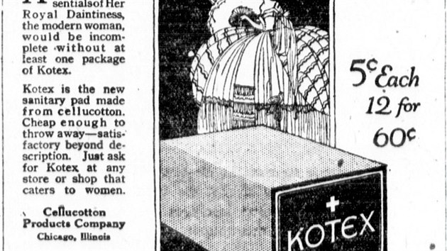 Firma Kotex začala masově prodávat dámské vložky ve dvacátých letech.