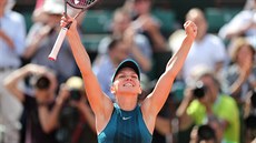 Radost rumunské tenistky Simony Halepové po postupu do finále Roland Garros.