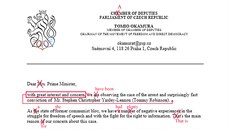 Návrh dopisu Tomia Okamury britské premiérce