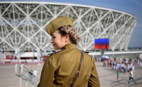 Oslavy Dne vítzství u stadionu ve Volgogradu, kde se bude hrát nkolik utkání...