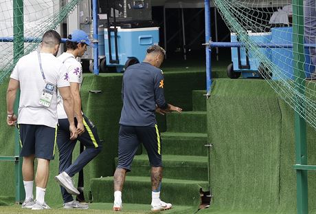 NEJDE TO. Neymar kvli bolestem v kotníku pedasn opoutí brazilský trénink.