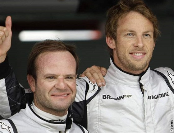 Rubens Barrichello a Jenson Button z Brawn GP, po kvalifikaci na VC panlska.