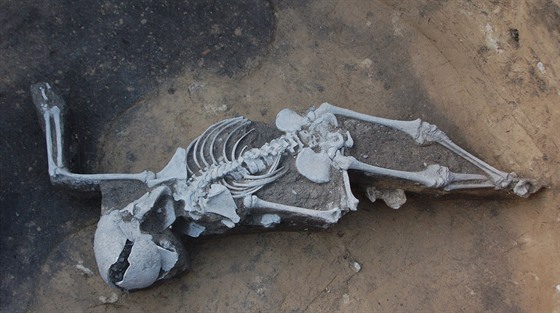 Archeologové vykopali v prostějovské průmyslové zóně mimo jiné skelet...