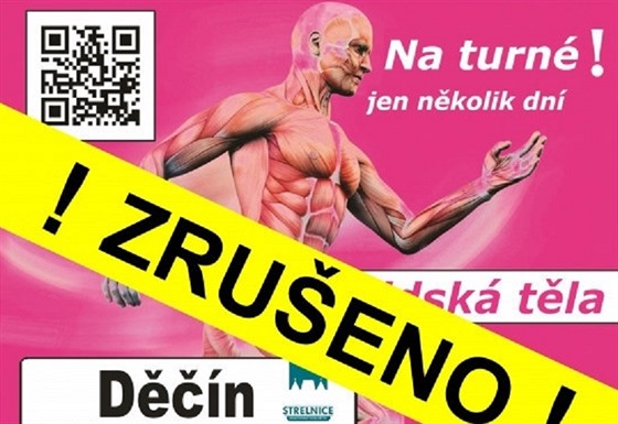 Plakát Kulturního domu Stelnice upozorující na zruení výstavy.