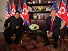 Donald Trump a Kim ong-un bhem historického setkání v Singapuru (12. ervna...