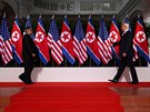 Donald Trump a Kim ong-un bhem historického setkání v Singapuru (12. ervna...