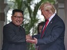 Donald Trump a Kim ong-un bhem historického setkání v Singapuru (12. ervna...