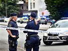védská policie uzavela okolí místa stelba v centru Malmö. (18. ervna 2018)