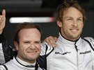 Rubens Barrichello a Jenson Button z Brawn GP, po kvalifikaci na VC panlska.