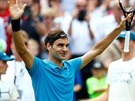 výcarský tenista Roger Federer se raduje z vítzství na turnaji ve Stuttgartu.