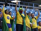 Fanouci Brazílie dorazili na utkání se výcarskem v dobré nálad a kostýmech...