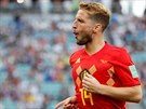 Belgický fotbalista Dries Mertens slaví gól v utkání mistrovství svta proti...