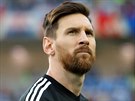 Kapitán Argentiny Lionel Messi ped zápasem s Islandem.