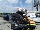 Nehoda pti osobních aut zkomplikovala dopravu na Praském okruhu (15.6.2018)