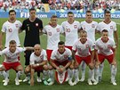 Týmová fotografie polských fotbalist ped zápasem proti Senegalu.