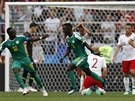 Senegalský záloník Idrissa Gana Gueye (íslo 5) slaví úvodní branku v utkání s...