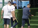 NEJDE TO. Neymar kvli bolestem v kotníku pedasn opoutí brazilský trénink.