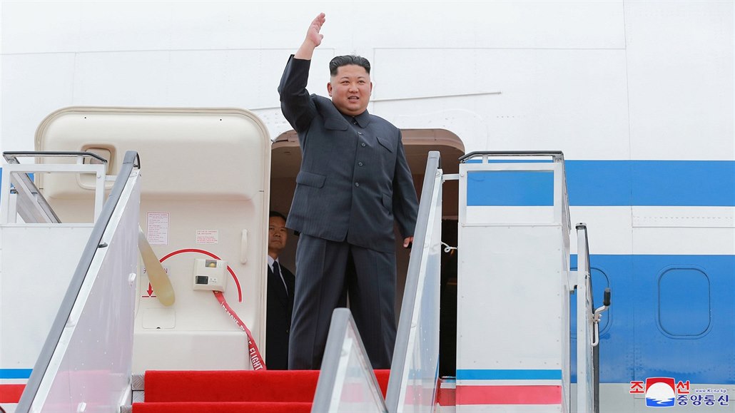 Severokorejský v�dce Kim �ong-un p�ed odletem do Singapuru (10. �ervna 2018)