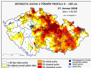Intenzita sucha 17. června 2018