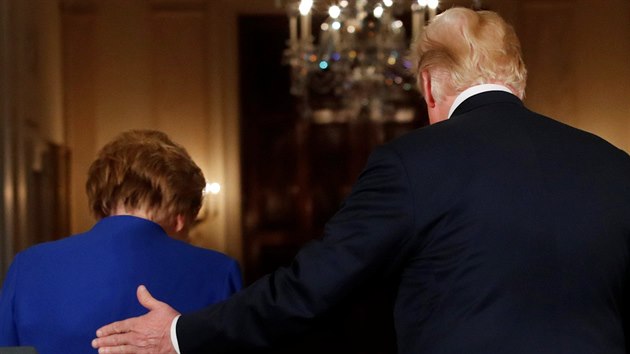 Angela Merkelov a Donald Trump v Blm dom (27. kvtna 2018)