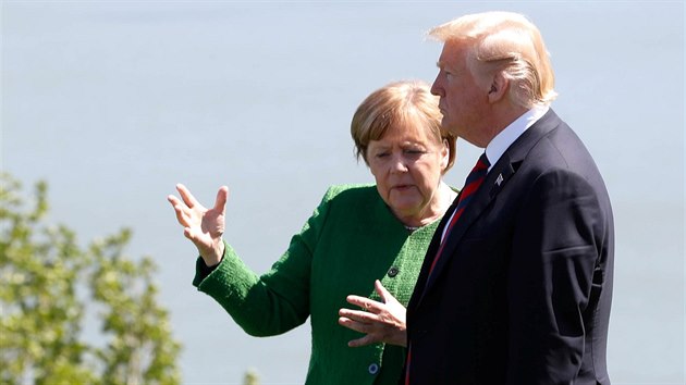 Angela Merkelová a Donald Trump na summitu G7 v Kanadě (8. června 2018)