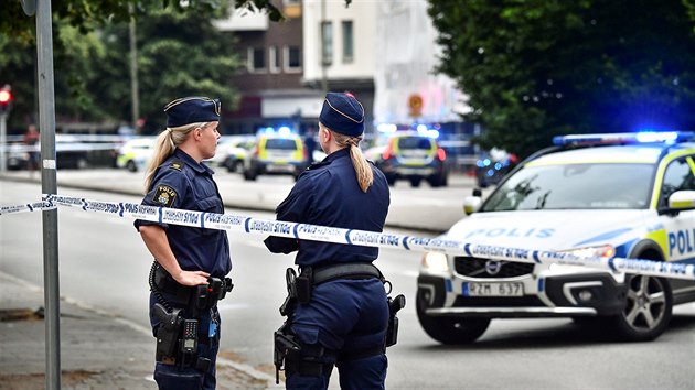 Švédská policie uzavřela okolí místa střelba v centru Malmö. (18. června 2018)