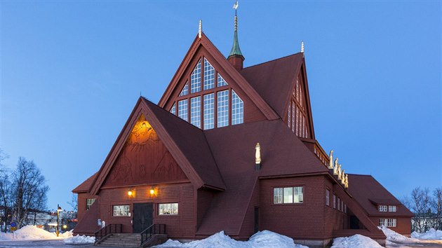 Dřevěný kostel ve městě Kiruna.