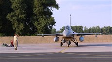 Letoun F-16 texaské Národní gardy na áslavské základn